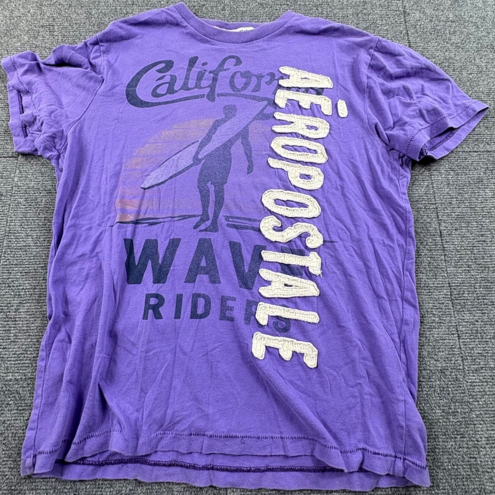 Aeropostale Mens California Wave Riders Graphic Tee Purple Medium Logo Shirt